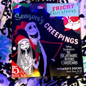 The Nightmare Before Christmas Advent Calendar Socks 15 Pairs Brand New In Box